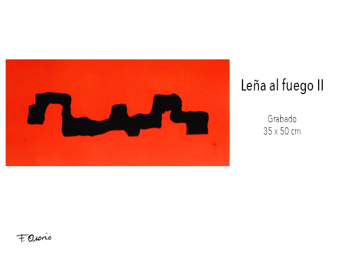 Grabado "Leña al fuego II" del catálogo "Rojonegro" de Federico Osorio